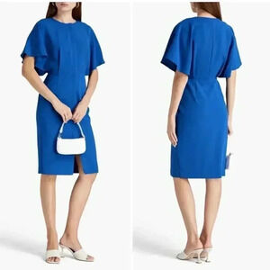NWT Black Halo Holland Flutter Sleeve Crepe Sheath Dress Cobalt size 4